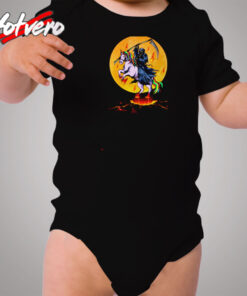 Grim Reaper With Unicorn Cozy Baby Onesies