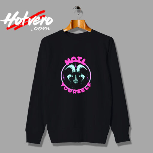 Hail Yourself Cute Pink And Blue Goat Baphomet Urban Sweatshirt