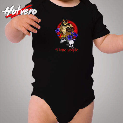 I Hate People Awesome Black Owl Cozy Baby Onesies