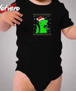 Jurassic Christmas Green Dino Cozy Baby Onesies