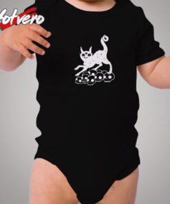 Magic Cat On Skulls Cozy Baby Onesies