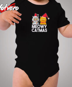 Meowy Catmas Funny Christmas Cat Cozy Baby Onesies