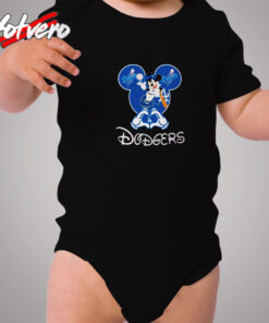 Mickey Mouse Loves Los Angeles Dodgers Cozy Baby Onesies