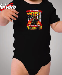 Proud Wife Of A Firefighter Cozy Baby Onesies