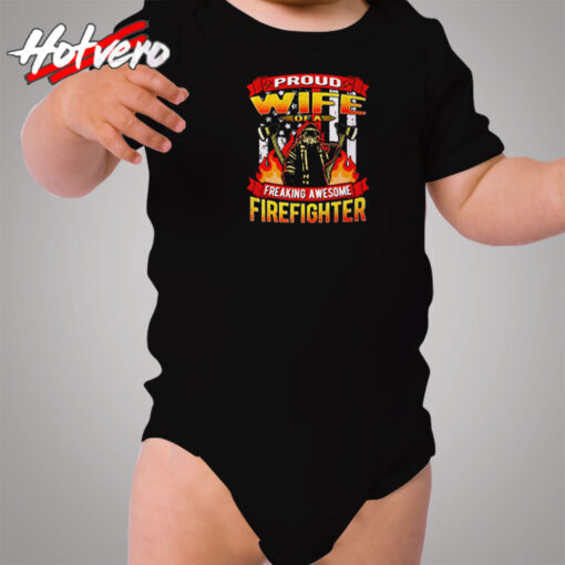 Proud Wife Of A Firefighter Cozy Baby Onesies