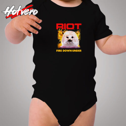 Riot Fire Down Under Heavy Metal Running Wild Cozy Baby Onesies