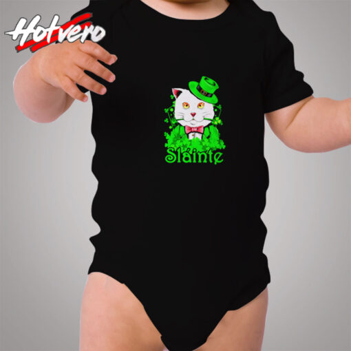 Slainte Irish Cat Cheers Good Health St Paddys Day Cozy Baby Onesies