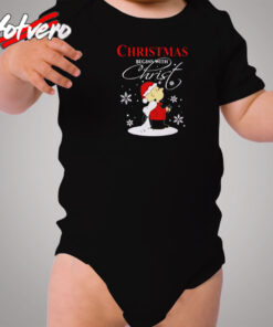 Snoopy And Charlie Christmas Begins With Christ Cozy Baby Onesies