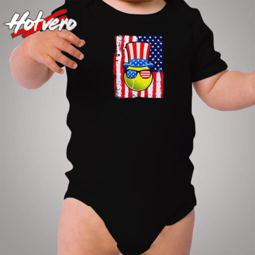 Tennis Ball American Flag Cozy Baby Onesies