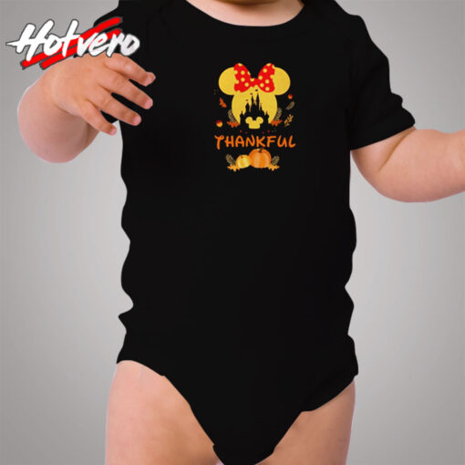 Thanksgiving Minnie Head With Black Castle Pumpkin Cozy Baby Onesies