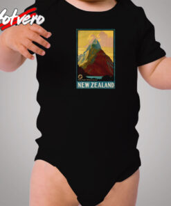 Vintage New Zealand Mitre Peak Mountain Cozy Baby Onesies