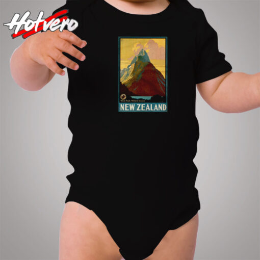 Vintage New Zealand Mitre Peak Mountain Cozy Baby Onesies