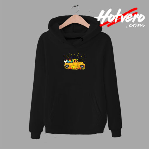 Yellow Car Truck Chickens And Pumpkins Halloween Urban Hoodie